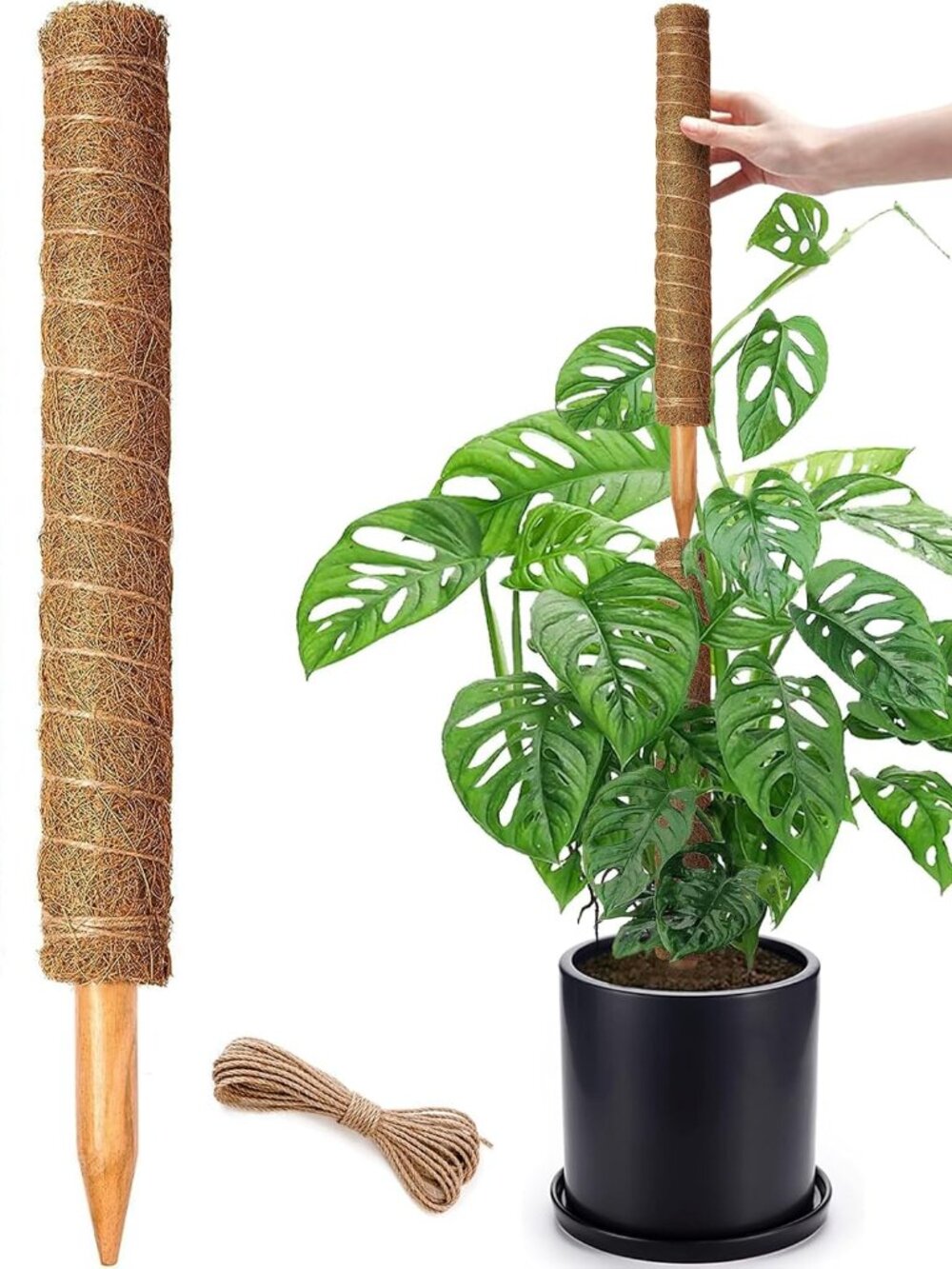 2 Pack 17 Inch Moss Pole, Stackable Moss Poles for Climbing Plants Monstera, Tal